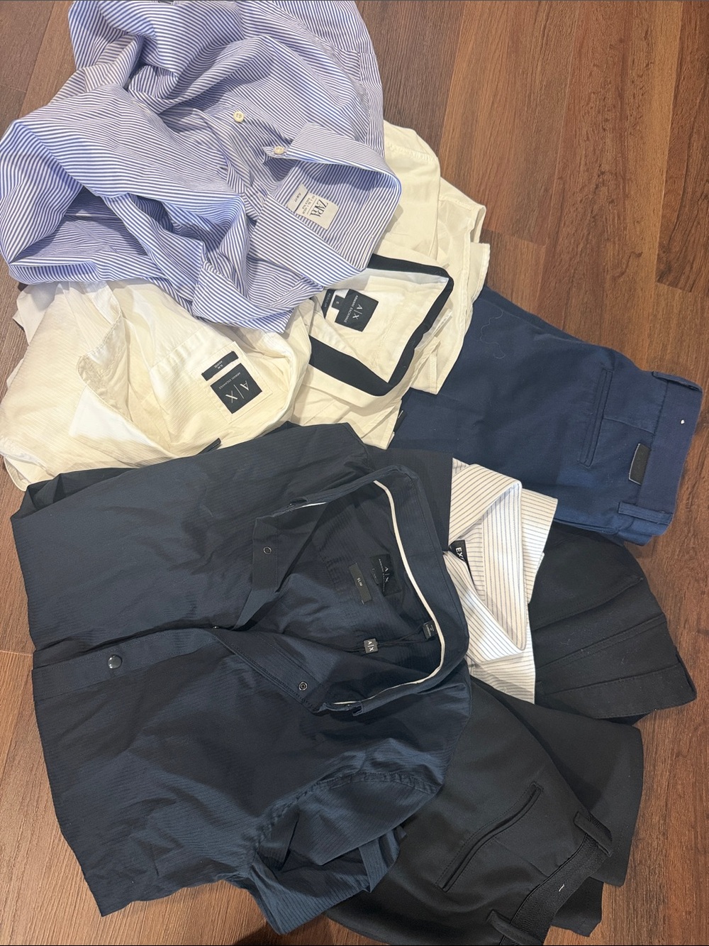 Armani Exchange Men's Navy and White Dress Pants & Shirts Bundle